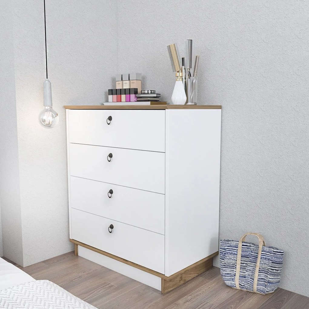 Cômoda Sahra – Branco Nogueira – 72x83,1x42 cm
