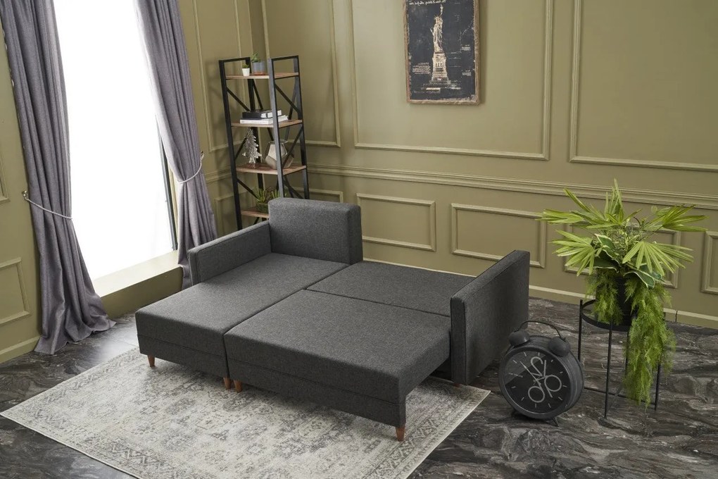 Sofá-Cama de Canto Aydam – Antracite – 215x80x150cm