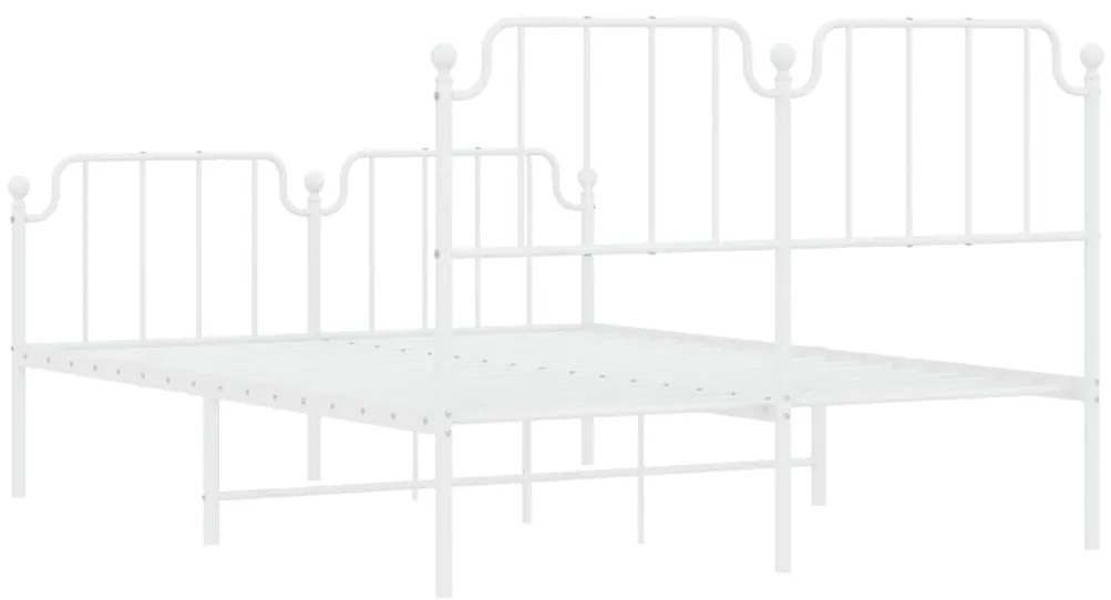 Estrutura de cama com cabeceira e pés 140x190 cm metal branco