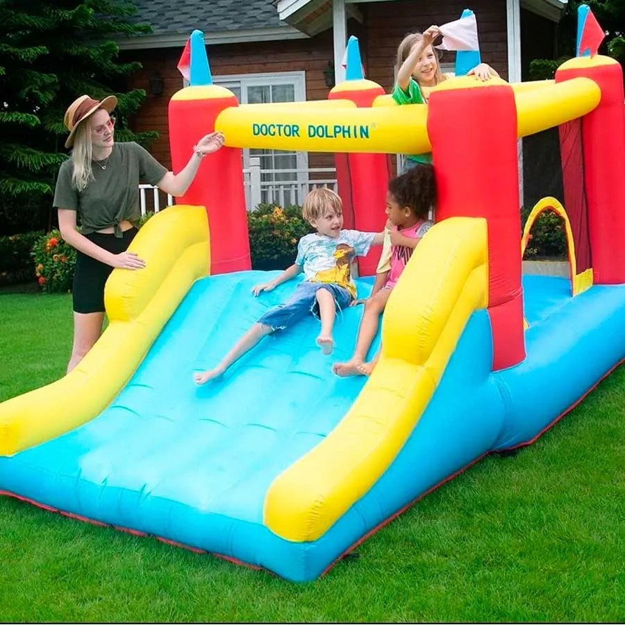 Castelo insuflável para crianças DOLPHIN Multicolorido (inclui ventilador)