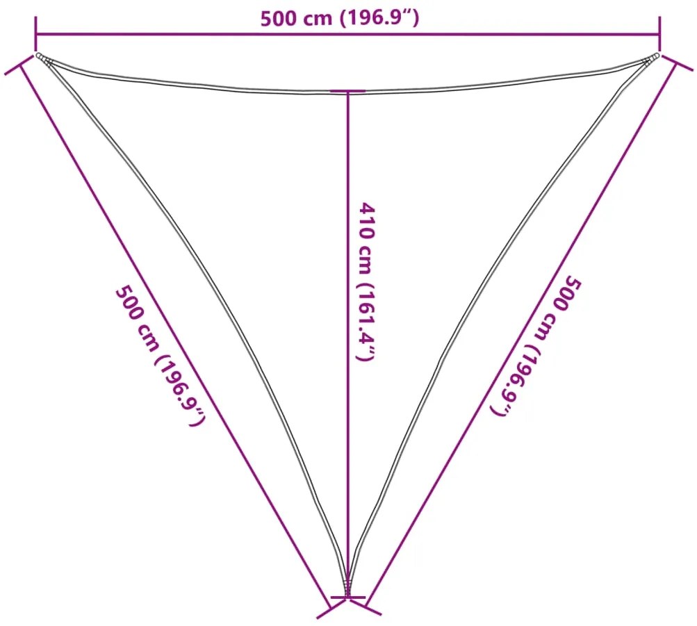 Para-sol estilo vela 5x5x5 m oxford 100% poliéster cor areia
