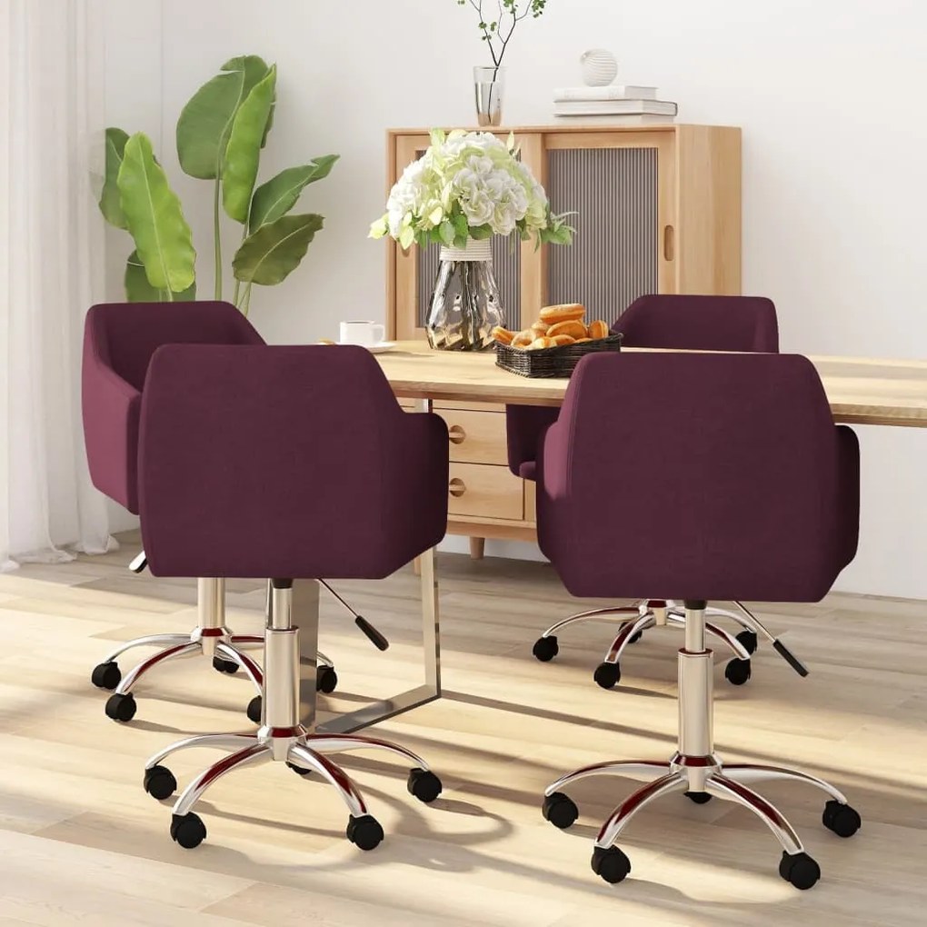 vidaXL Cadeiras de jantar giratórias 4 pcs tecido roxo