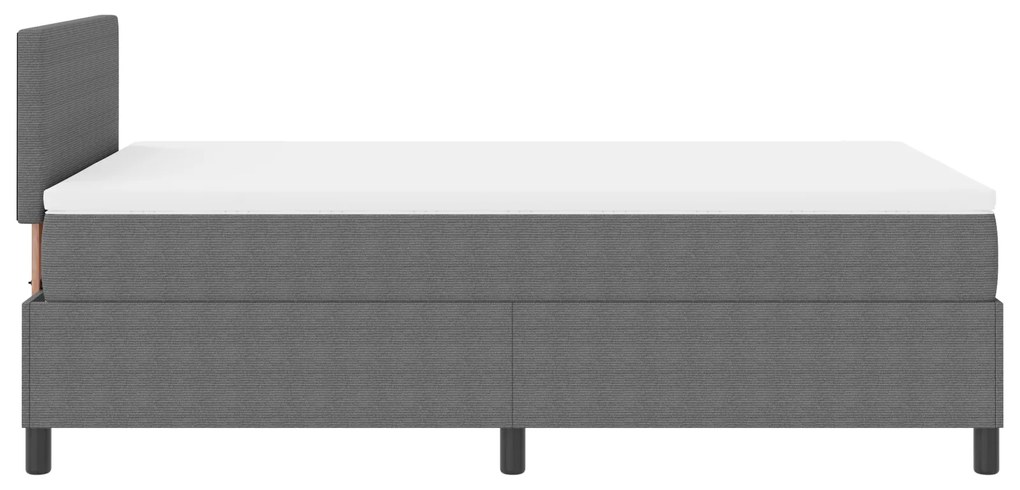 Cama Box Spring com Colchão Cinza 120x200 cm Tecido de Veludo Cotelê