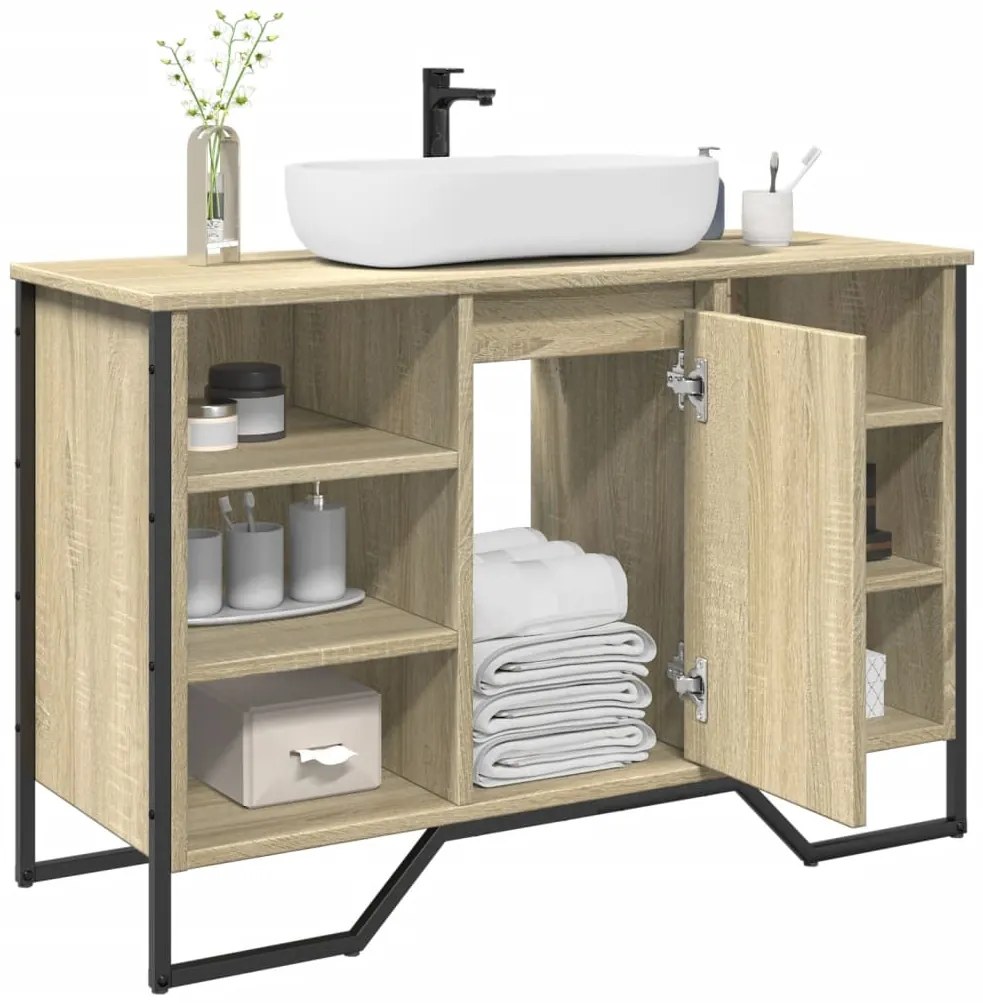 vidaXL Móvel p/ lavatório 91x35x60cm derivados madeira carvalho sonoma