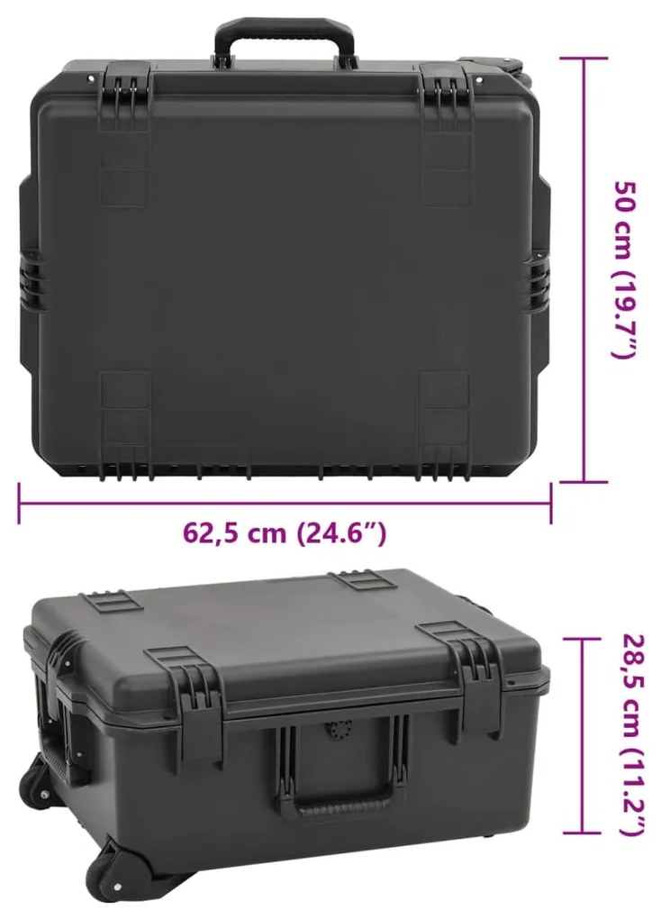 Mala de viagem portátil 62,5x50x28,5 cm PP preto