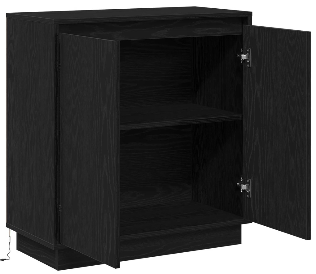 Aparador vidaXL com LED em Carvalho Preto 71x34,5x75 cm em Madeira Eng