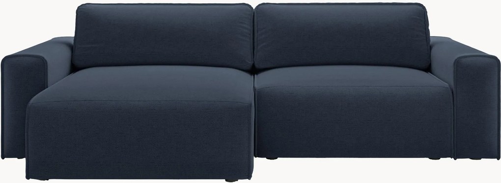 Sofá-cama de canto em chenille com arrumação Victor (3 lugares)
