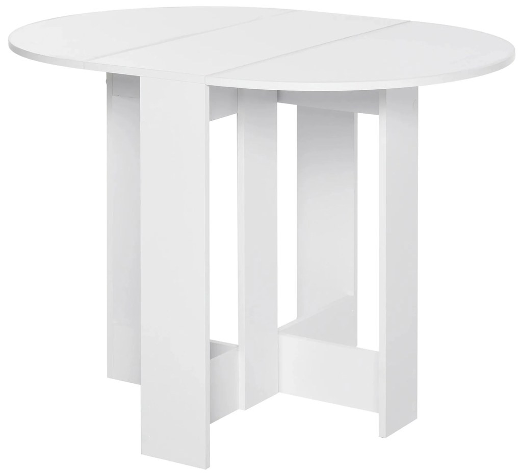 HOMCOM Mesa de Sala de Jantar Dobrável com 2 Laterais Mesa Auxiliar de Madeira para Cozinha Sala de Estar 104x76x73,7 cm Branca