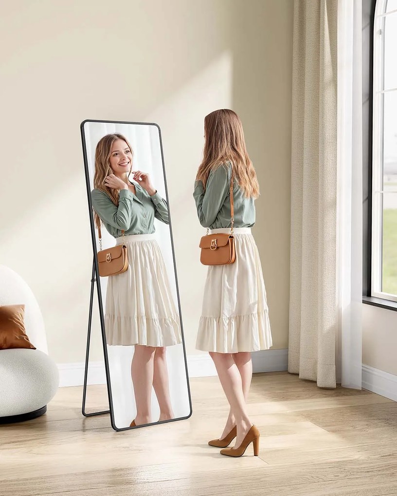 Espelho retangular para corpo inteiro 150 x 40 cm Preto