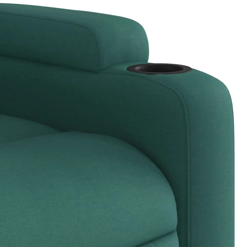 Poltrona reclinável elevatória tecido verde-escuro