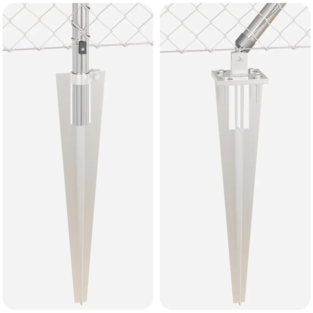 Conjunto de Postes de Cerca Prateado 10 x 1.2 m Aço galvanizado