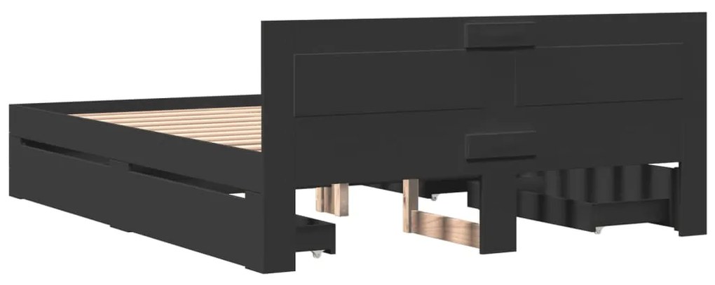 Estrutura cama c/ cabeceira sem colchão 160x200 cm preto