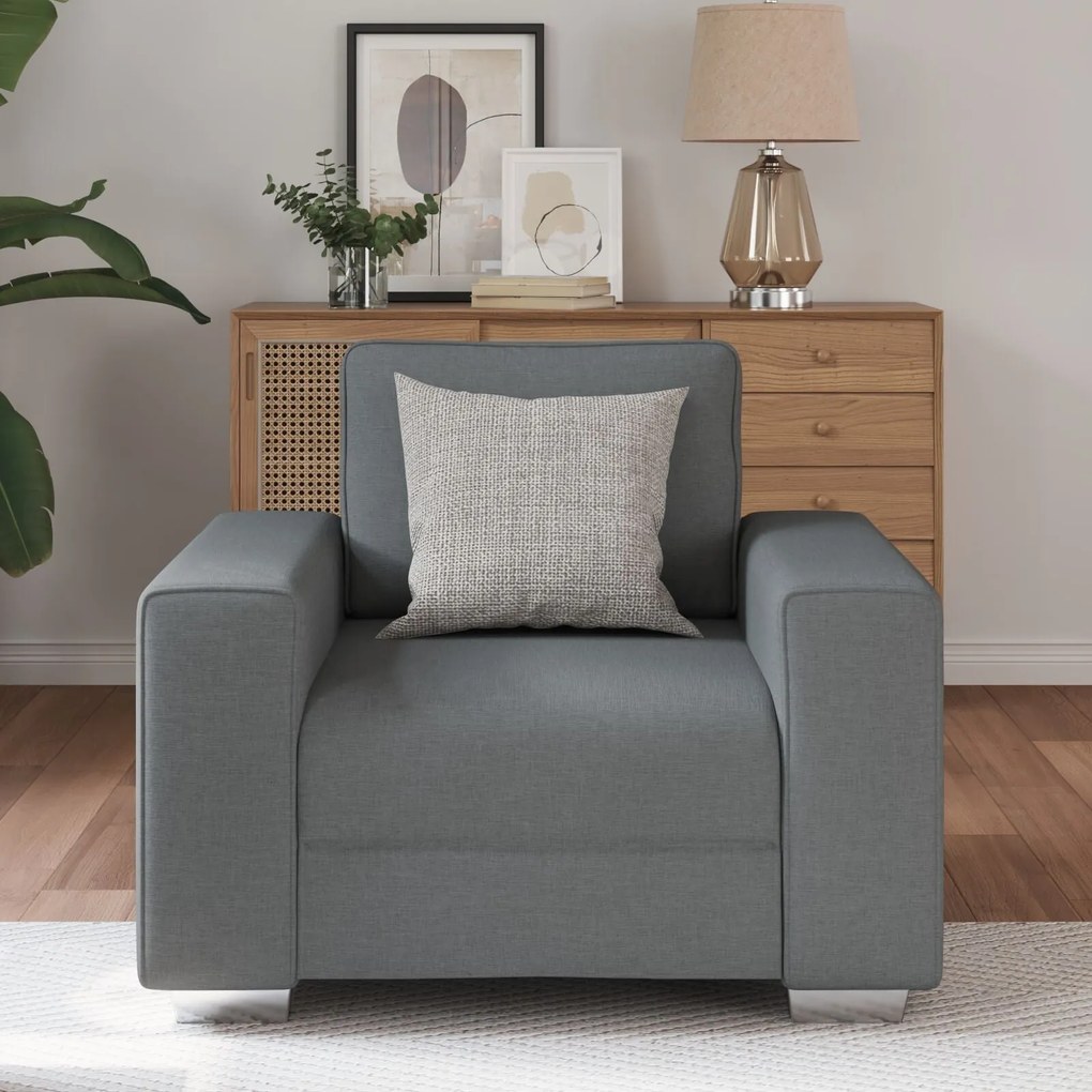 Poltrona vidaXL Cinza Escuro 59 cm em Tecido