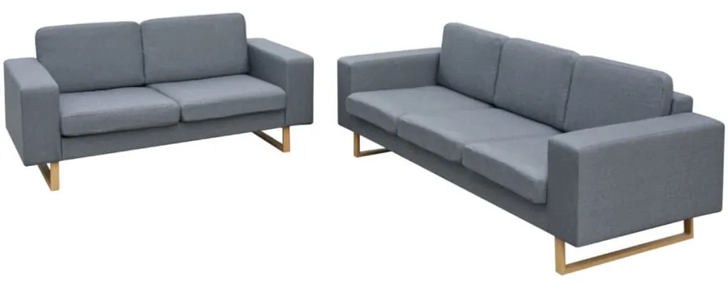 vidaXL Conjunto sofá de 3 lugares e 2 lugares cinzento claro