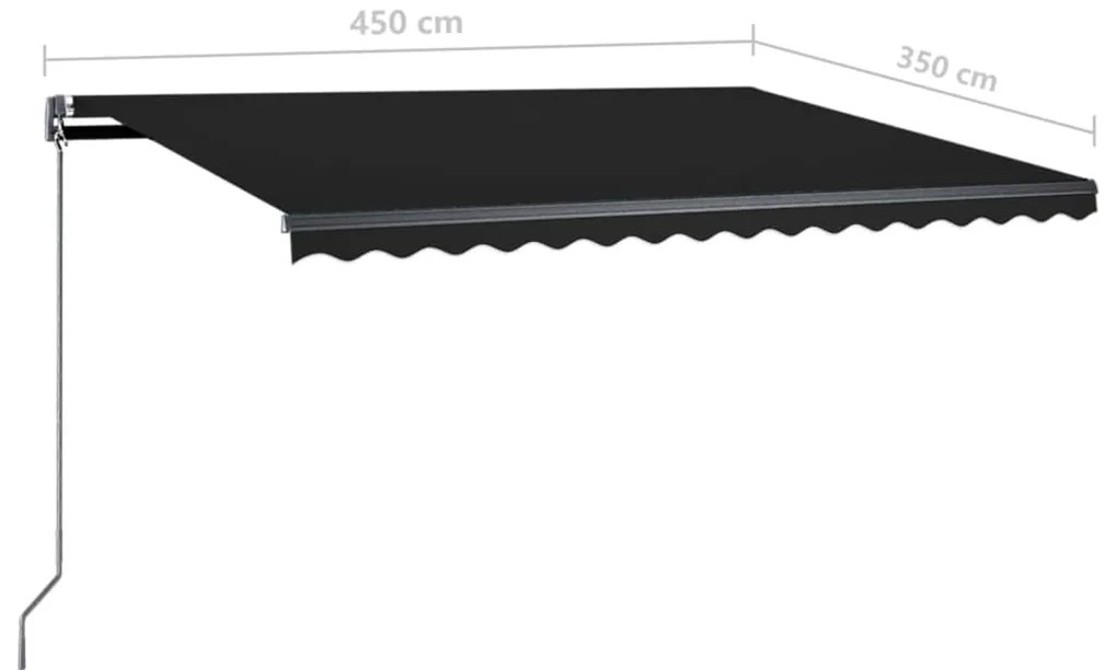 Toldo retrátil manual com LED 450x350 cm antracite