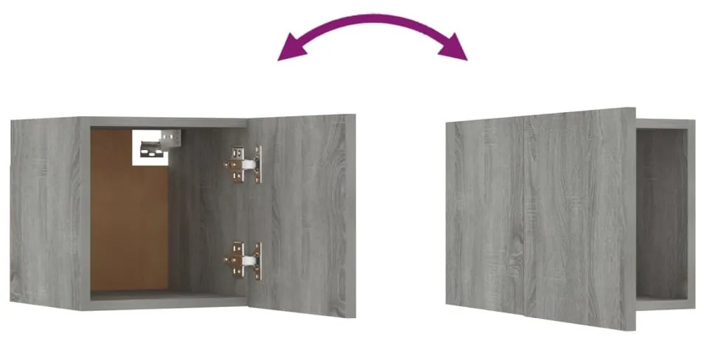 Móveis para TV de parede 8 pcs 30,5x30x30 cm cinzento sonoma