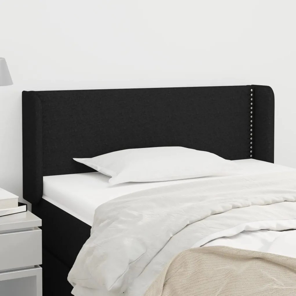 Cabeceira de cama c/ abas tecido 103x16x78/88 cm preto