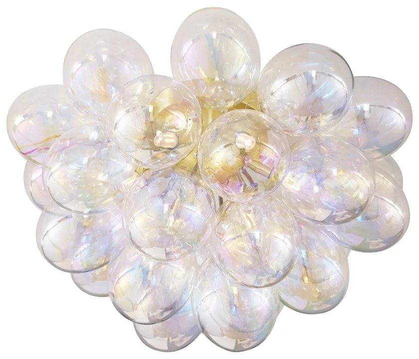 Candeeiro de Teto Design Latão com Vidro Arco-Íris 6 Luzes - Uvas Design