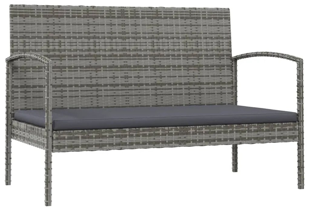 16 pcs conjunto lounge de jardim c/ almofadões vime PE cinzento