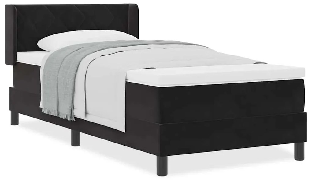 Cama Box com Colchão vidaXL Preta 100x200 cm Veludo