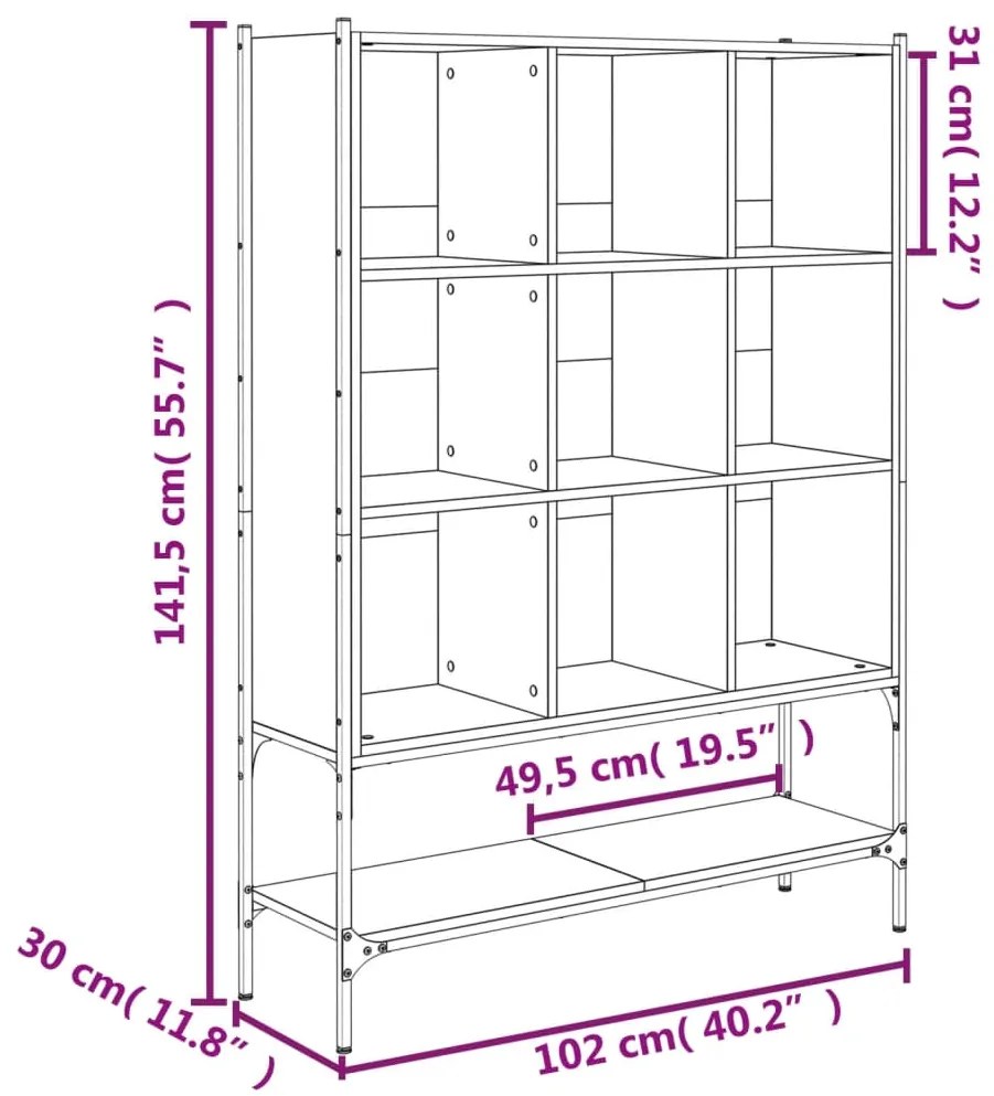 Estante 102x30x141,5 cm derivados de madeira cinzento sonoma