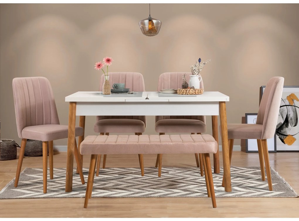 Conjunto de Mesa de Jantar Extensível e Cadeiras Santiago – Pinho Atlâ