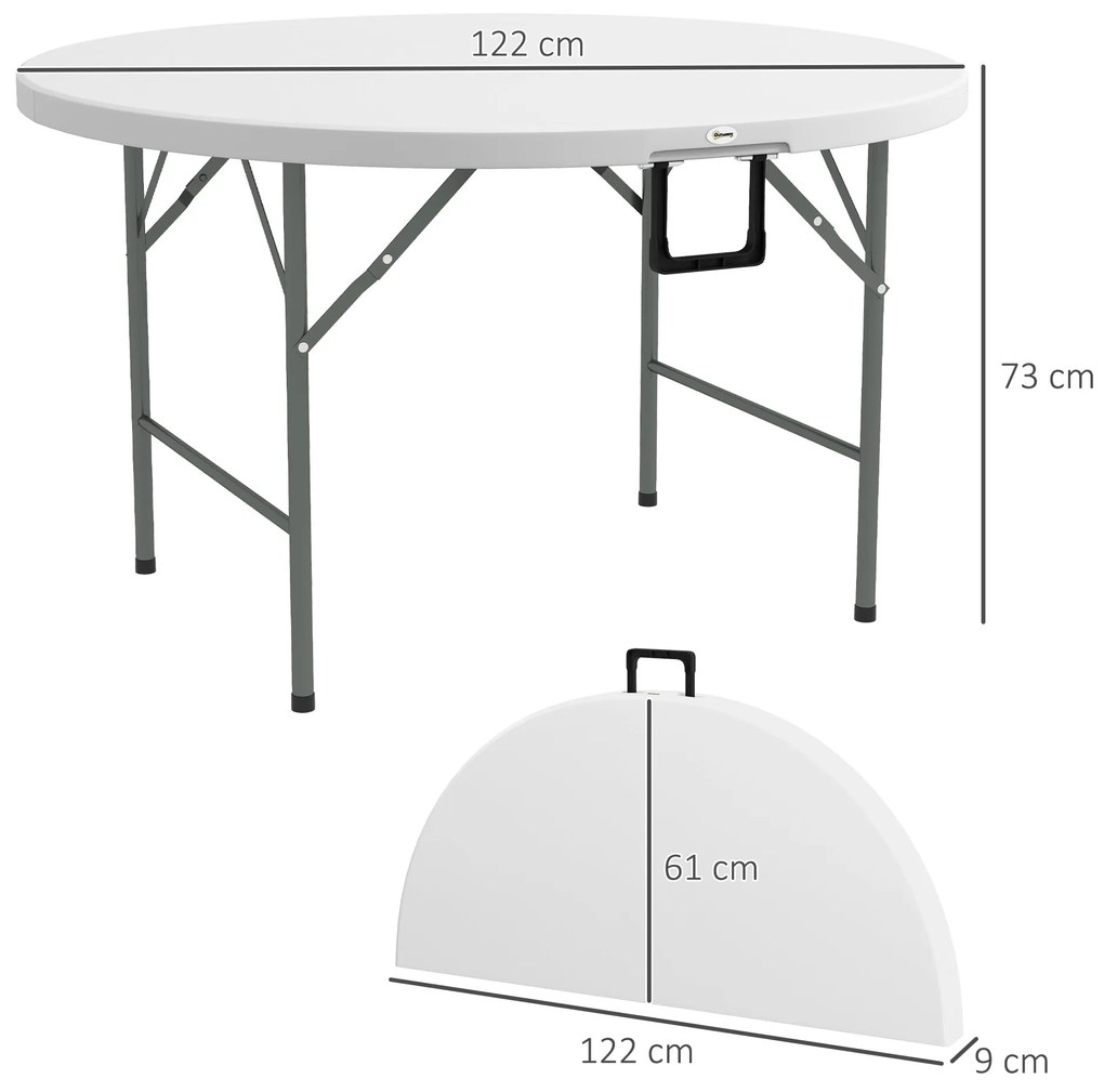 Outsunny Mesa de Jardim Redonda Mesa de Varanda Dobrável com Estrutura