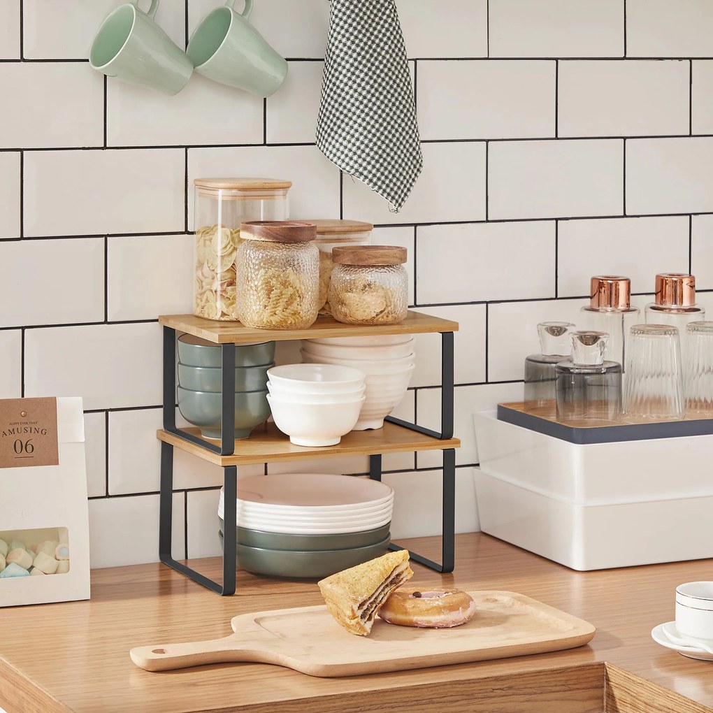 Conjunto de 2 suportes cozinha para especiarias cor Preto-natural