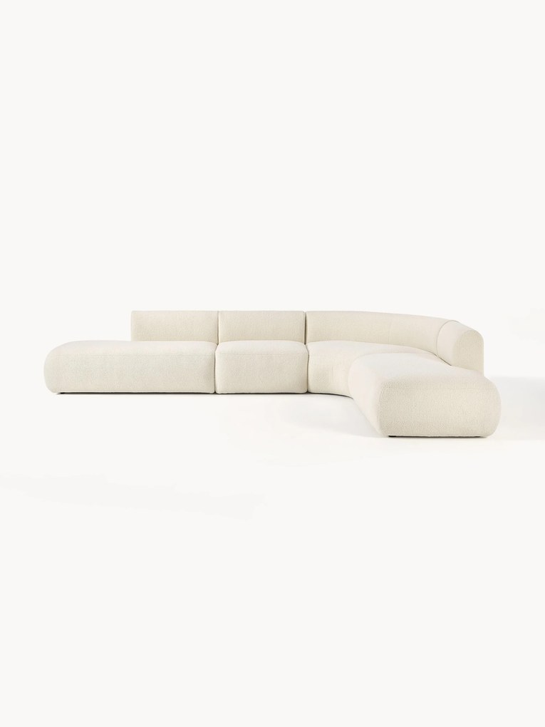 Sofá de canto modular em tecido teddy XL Sofia