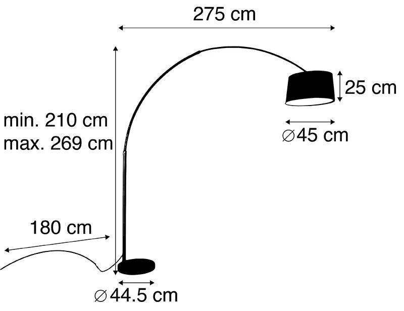 Lâmpada de arco latão mármore abajur cinza 45 cm - XXL Moderno