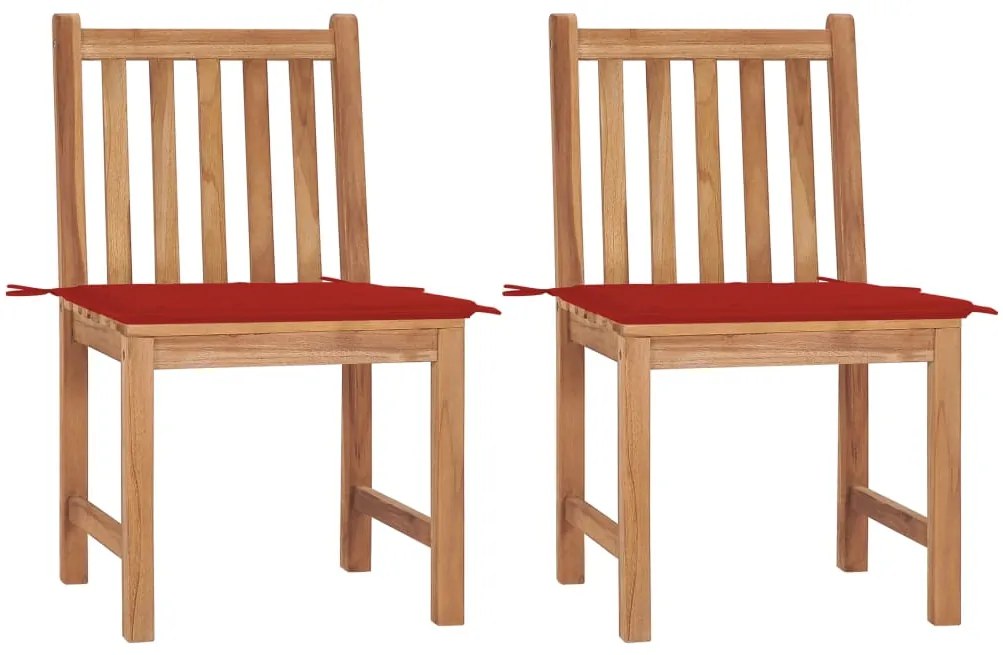 vidaXL Cadeiras de jardim c/ almofadões 2 pcs teca maciça