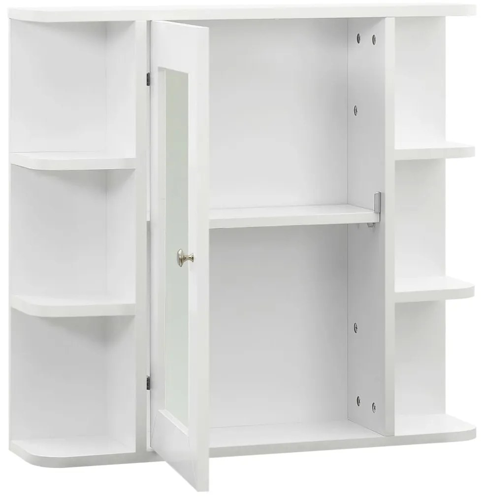 Armário espelhado para casa de banho 66x17x63 cm MDF branco