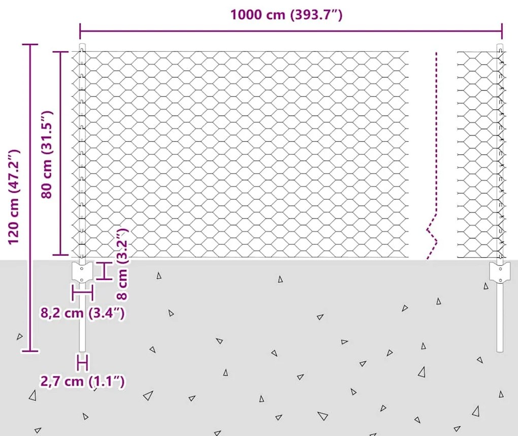 Postes de Cerca vidaXL 5 pcs U-Channel Cinza 80 cm Aço