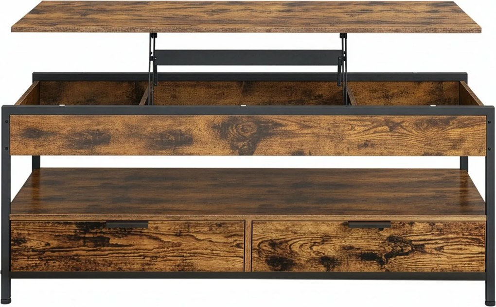 Mesa centro com altura ajustável 50,5 x 120,5 cm Castanho vintage-Preto 