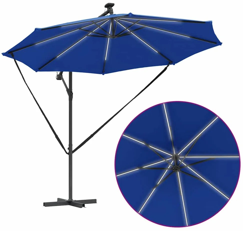 Guarda-sol de Bananeira Cantilever com bloqueio azul ciano