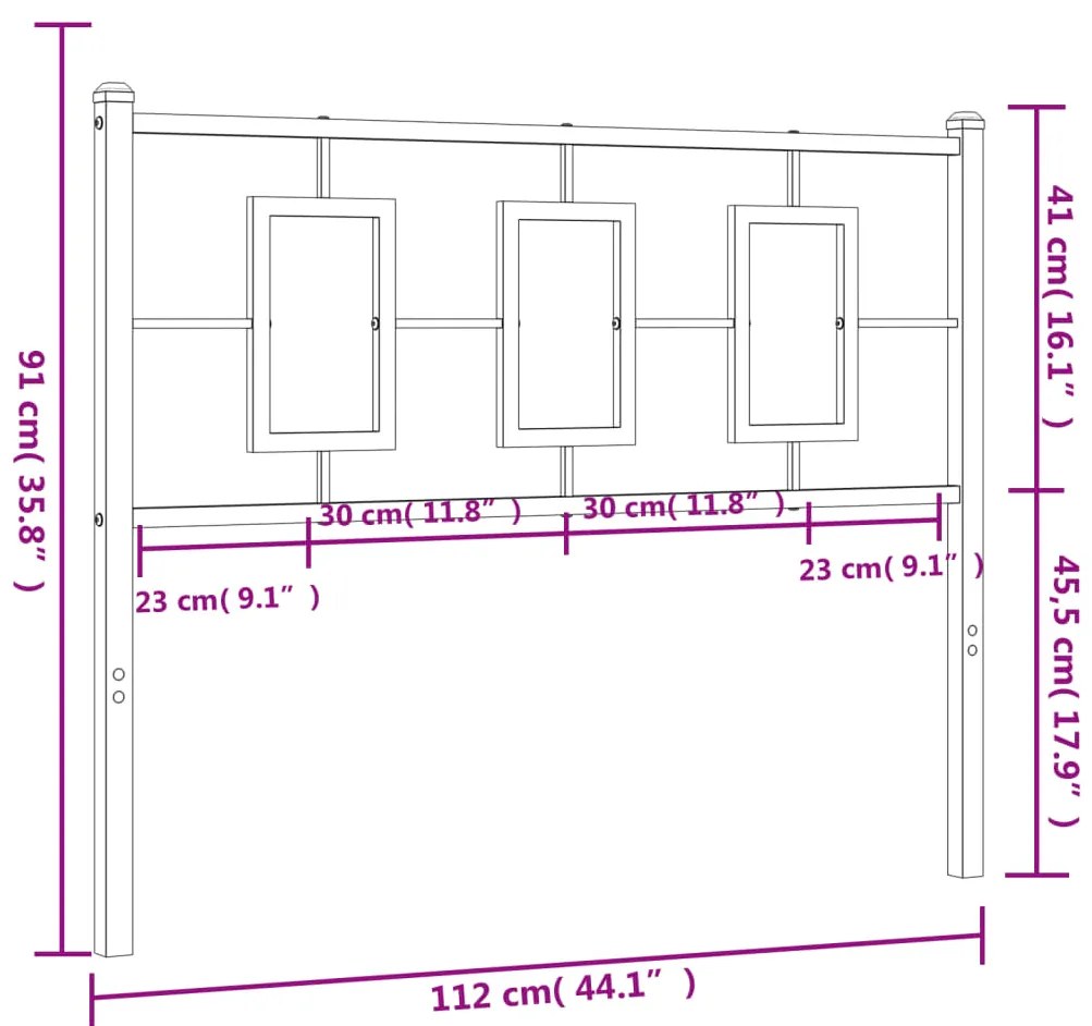 Cabeceira de cama 107 cm metal preto