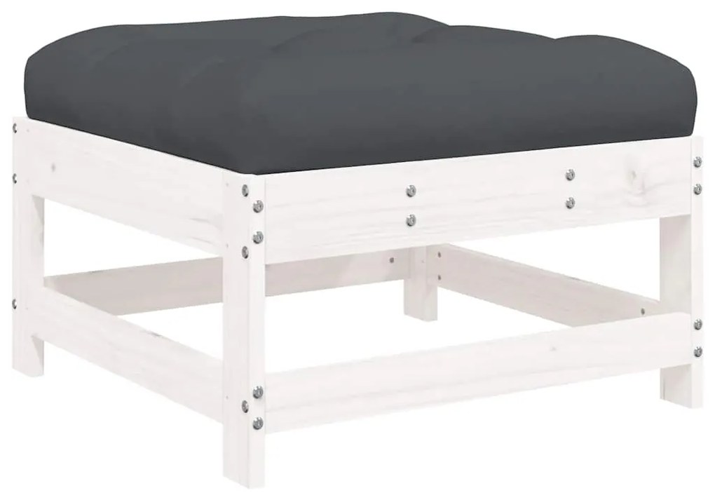 Apoios de pés p/ jardim c/ almofadões 2 pcs pinho maciço branco
