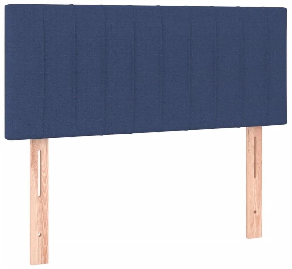 Cama box spring c/ colchão e LED 90x190 cm tecido azul