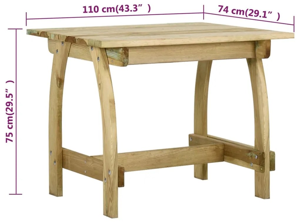 Conjunto de jantar p/ jardim 5 pcs madeira de pinho impregnada