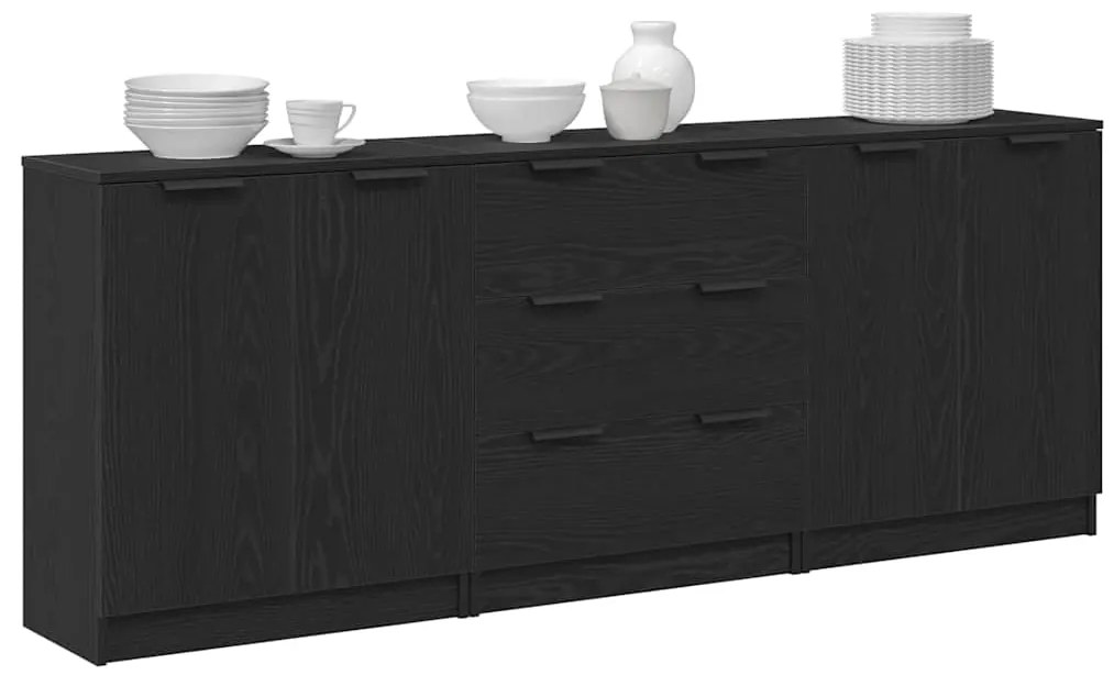 Conjuntos de 3 Buffets em Madeira de Carvalho Preto