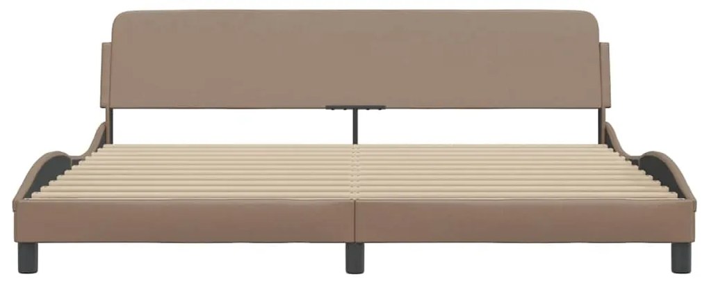 Estrutura cama cabeceira 200x200 cm couro artificial cappuccino