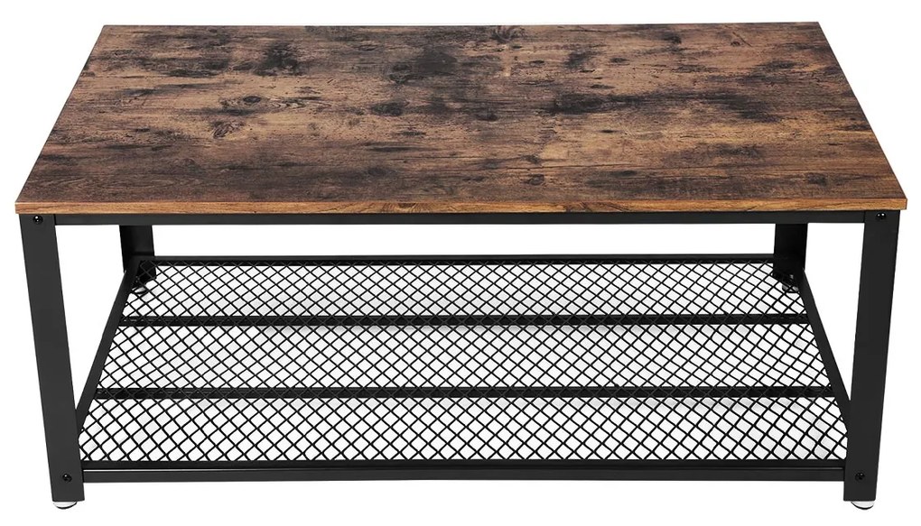 Mesa de centro de design industrial com prateleira 106,2 x 45 x 60,2 cm Castanho Vintage-preto
