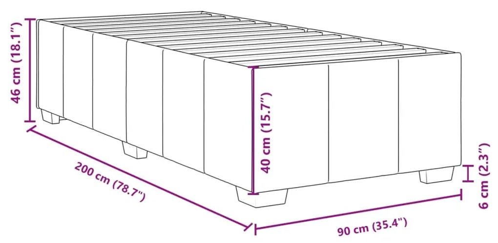 Estrutura de cama sem colchão 90x200 cm tecido cinzento-claro