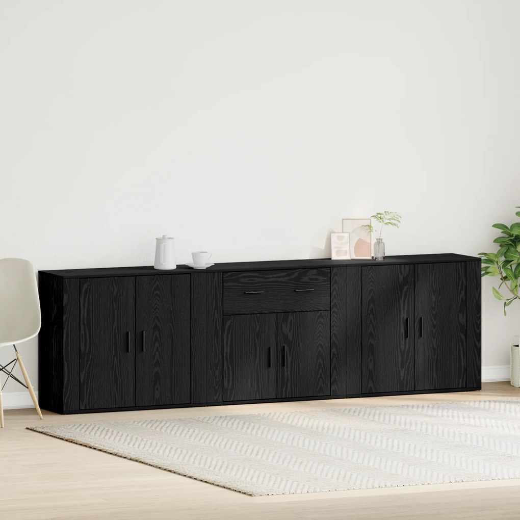 vidaXL Aparadores 3 pcs Carvalho Preto Madeira engenheirada