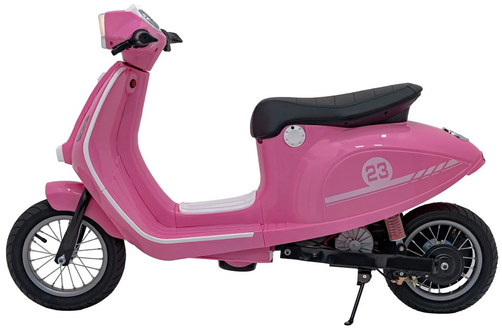 Vespa elétrica para Crianças 24V Retro Scooter 23, Rodas AR assento couro ecológico Rosa