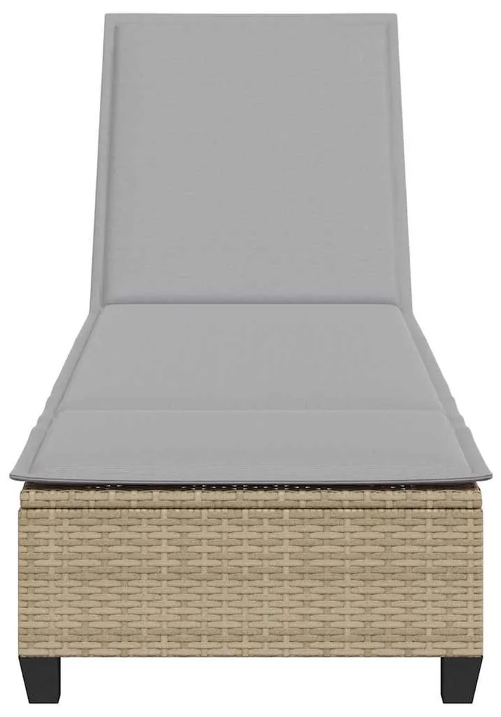 Espreguiçadeira com almofadões 55x200x25,5cm vime PE bege
