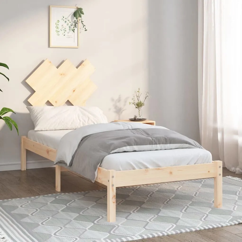 vidaXL Estrutura de cama pequena solteiro 75x190 cm madeira maciça