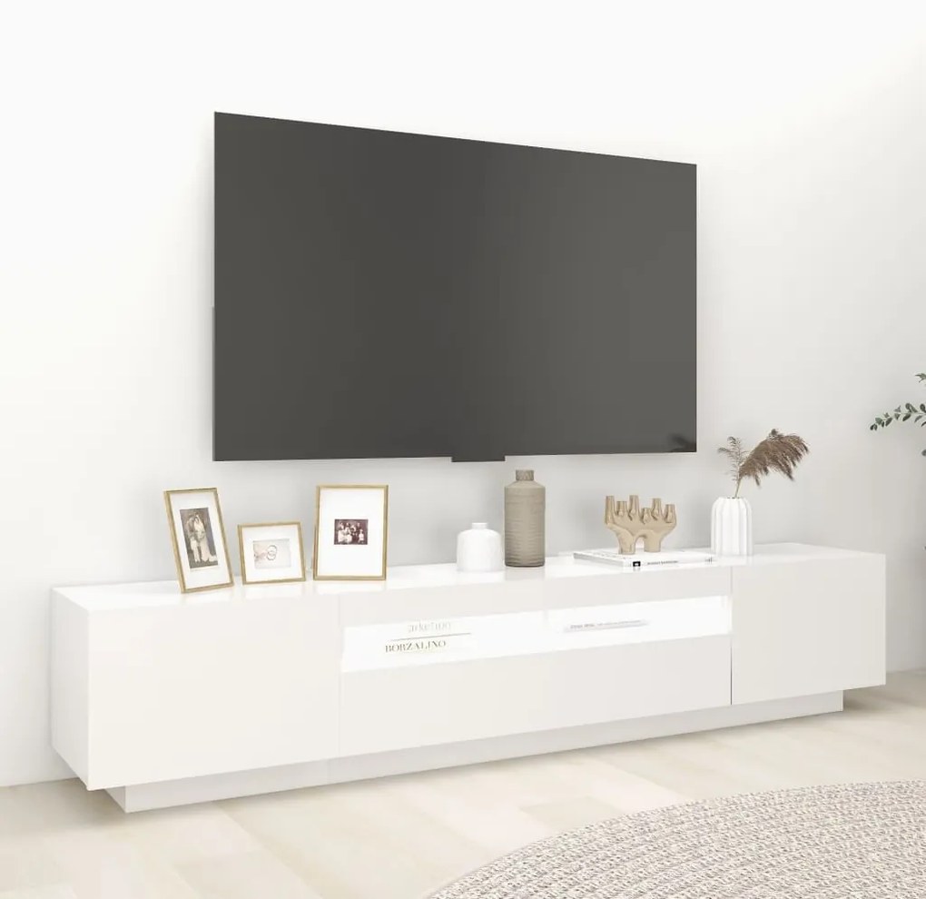 Móvel de TV Giancarlo com Luzes LED de 200cm - Branco - Design Moderno