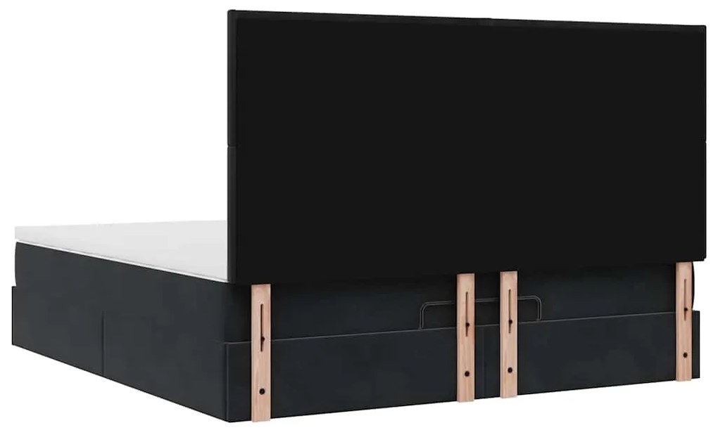 Estrutura de cama otomana com colchões 160x200 cm veludo preto