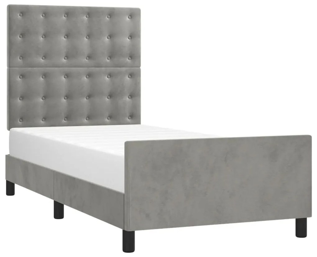 Estrutura de cama sem colchão 80x200 cm veludo cinzento-claro